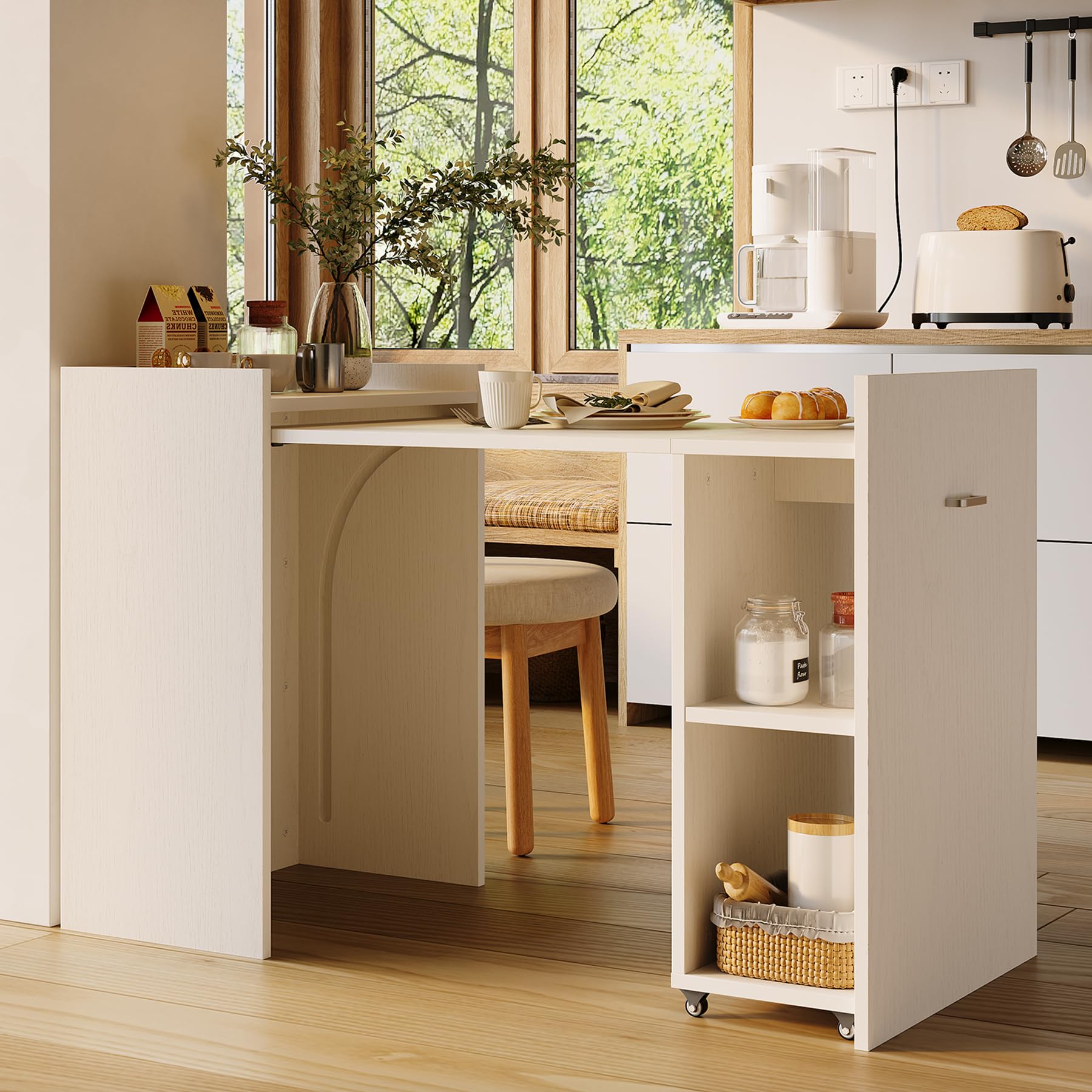 Commercial Kitchen Small Space - Foldable Computer Desk With Storage Shelves