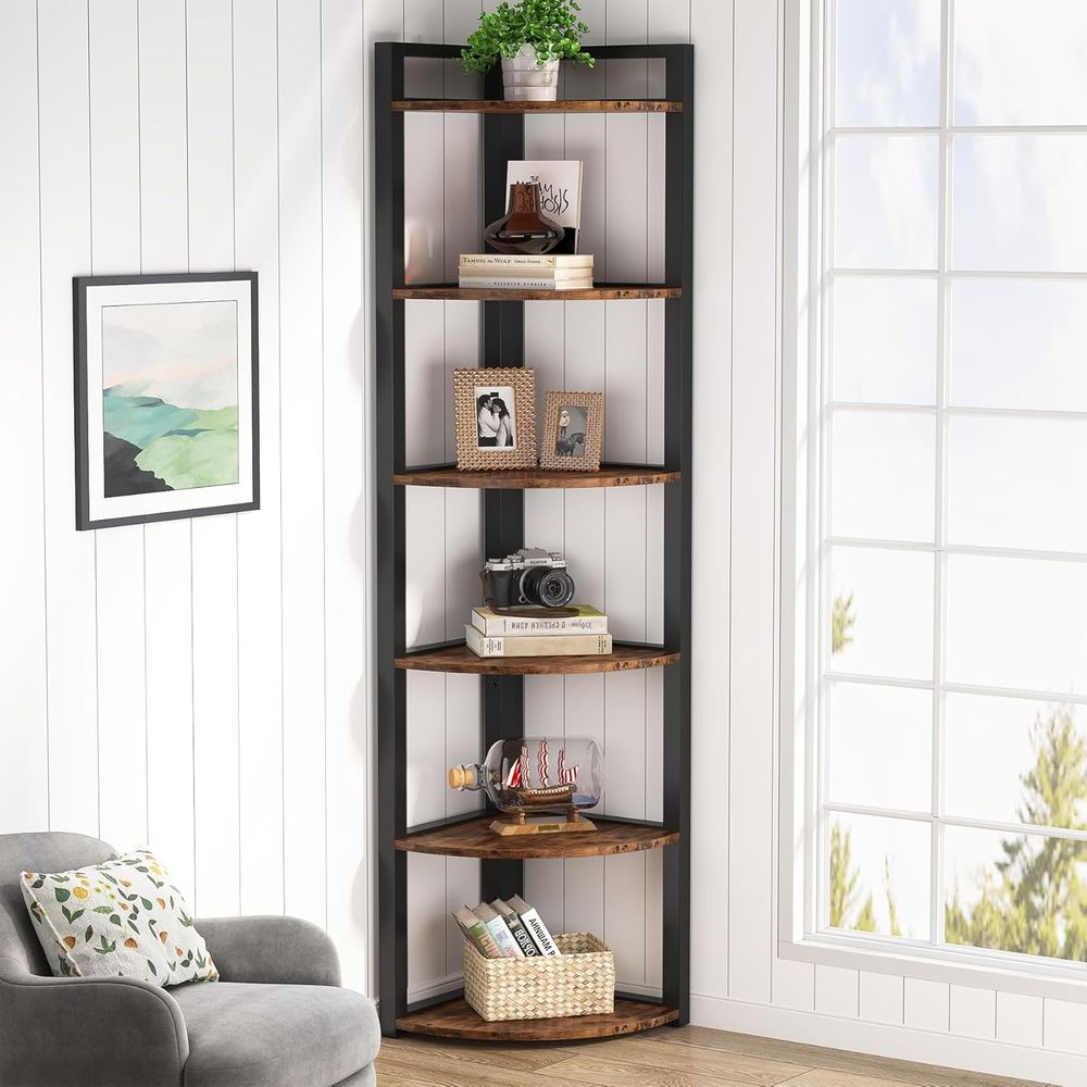 Commercial Kitchen Small Space - Rustic 6-Tier Bookshelf - 70.9 Tall