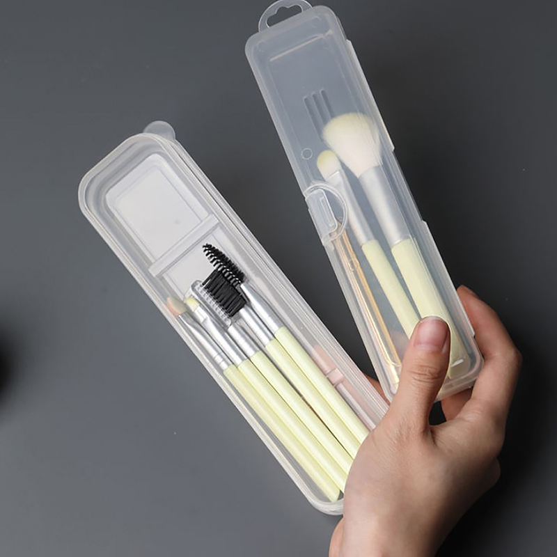 Commercial Kitchen Utensil Organizer - Portable Transparent Covered Storage Box Makeup