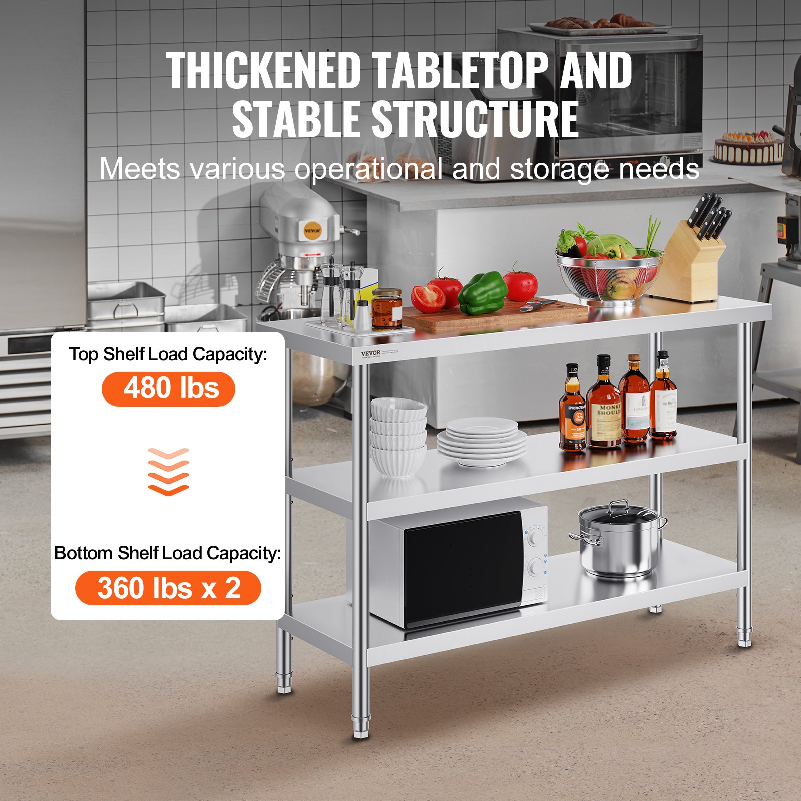 Commercial Kitchen Table - Stainless Steel Food Prep Table, 18