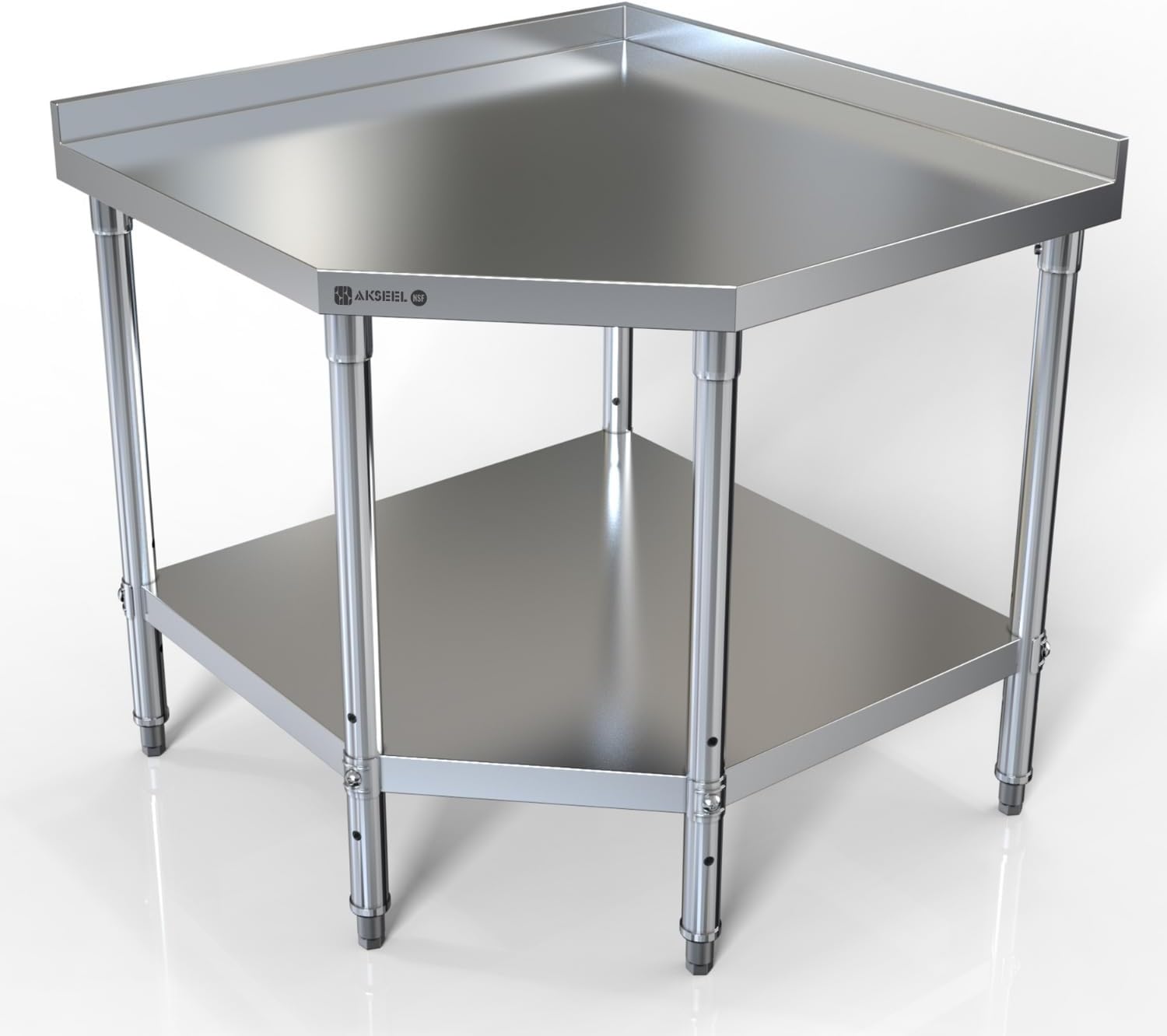 Commercial Kitchen Prep Table - Stainless Steel Corner Work Table Food