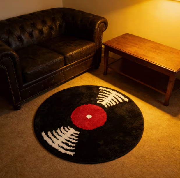 Commercial Kitchen Vinyl - Retro Vinyl Record Pattern Carpet Circular