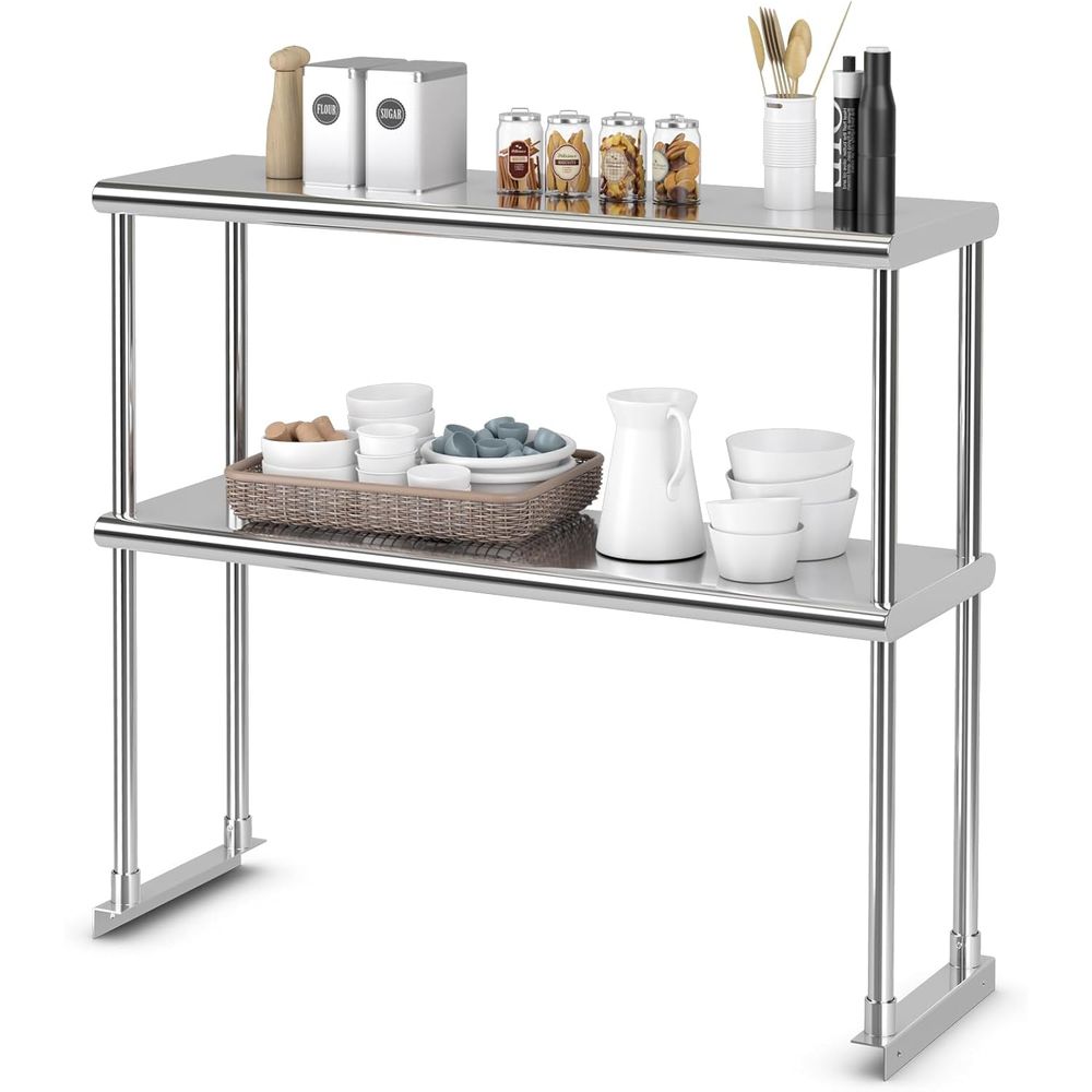 Commercial Kitchen Prep Table - 36 Stainless Steel Double Over Shelf