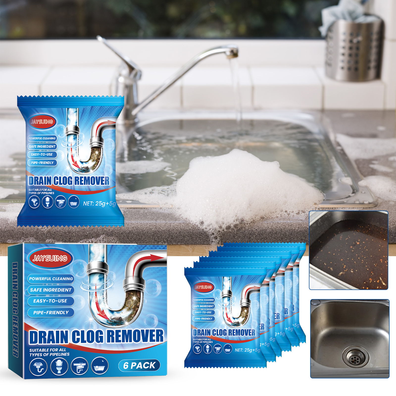Drain Cleaner Powder Fast Acti - Commercial Kitchen Grease Cleaner avis et prix