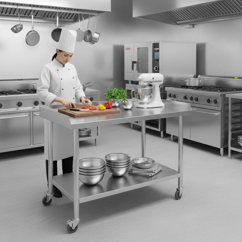 2-Tier Stainless Steel Commerc - Commercial Kitchen Prep Table avis et prix