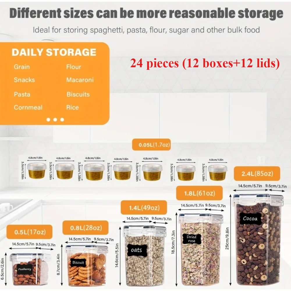 24Pcs Food Storage Containers  - Commercial Kitchen Utensil Organizer avis et prix