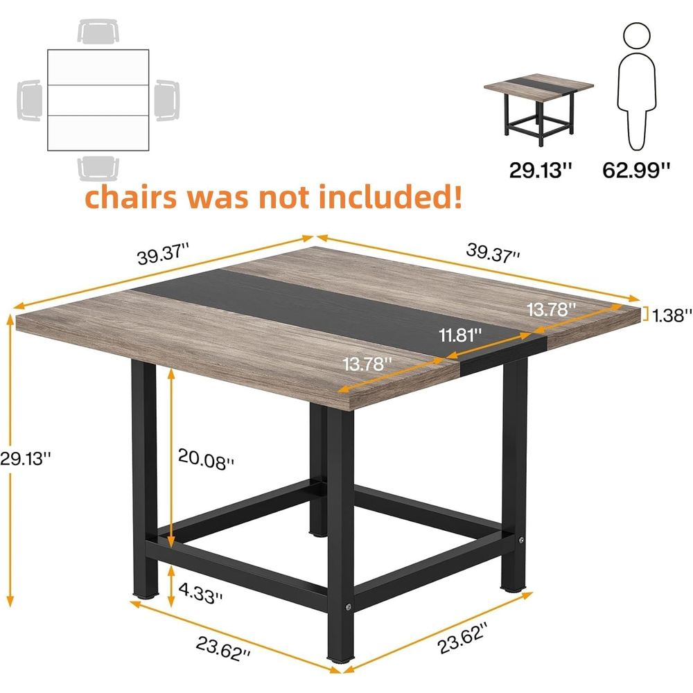39.4 Square Wooden Dining Tabl - Commercial Kitchen Small Space avis et prix