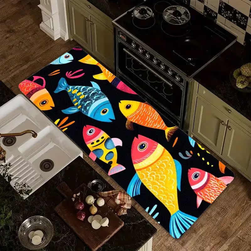 Nautical Fish Print Kitchen Ru - Commercial Kitchen Mats Anti Fatigue avis et prix