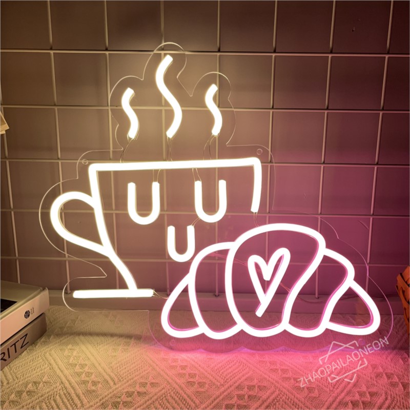 Coffee Bread Neon Sign Croissa - Commercial Kitchen Light avis et prix