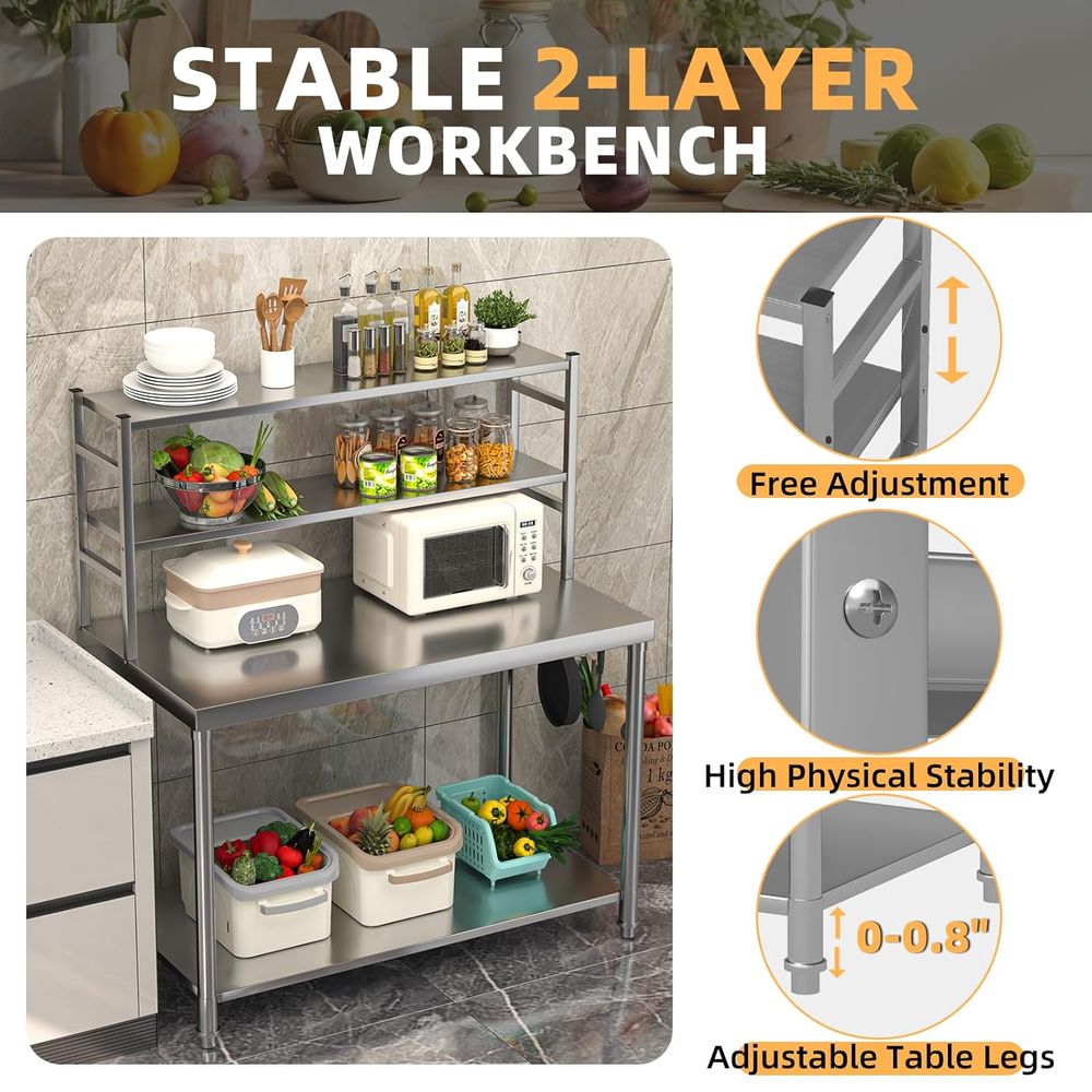 48x24 Stainless Steel Prep Tab - Commercial Kitchen Prep Table avis et prix