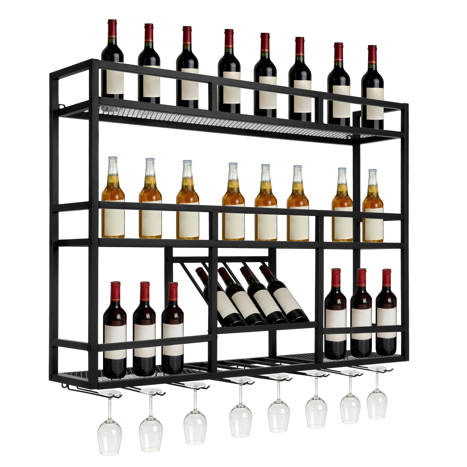 3 Tiers Wall Mounted Wine Rack - Commercial Kitchen Wall Shelves avis et prix