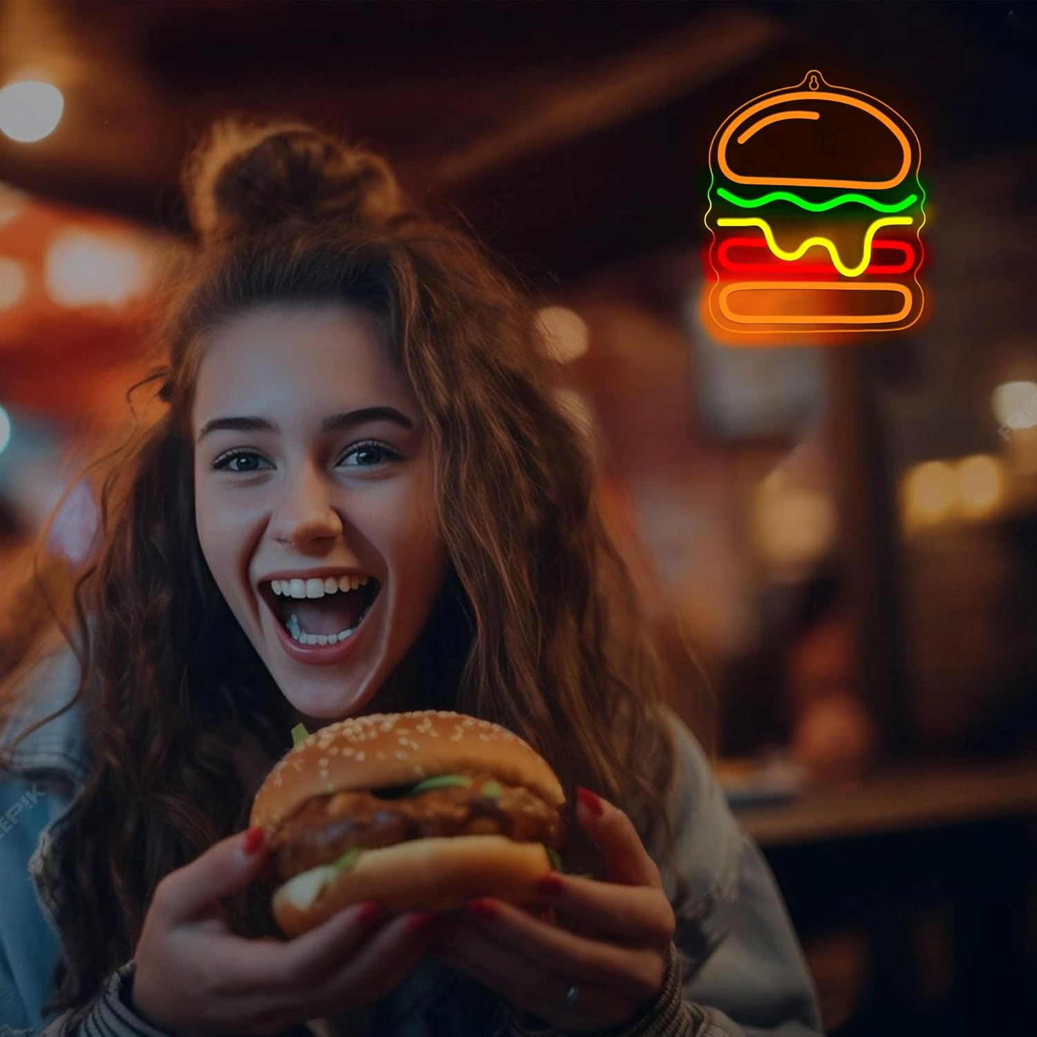 Burger Neon Sign with Layered  - Commercial Kitchen Light avis et prix