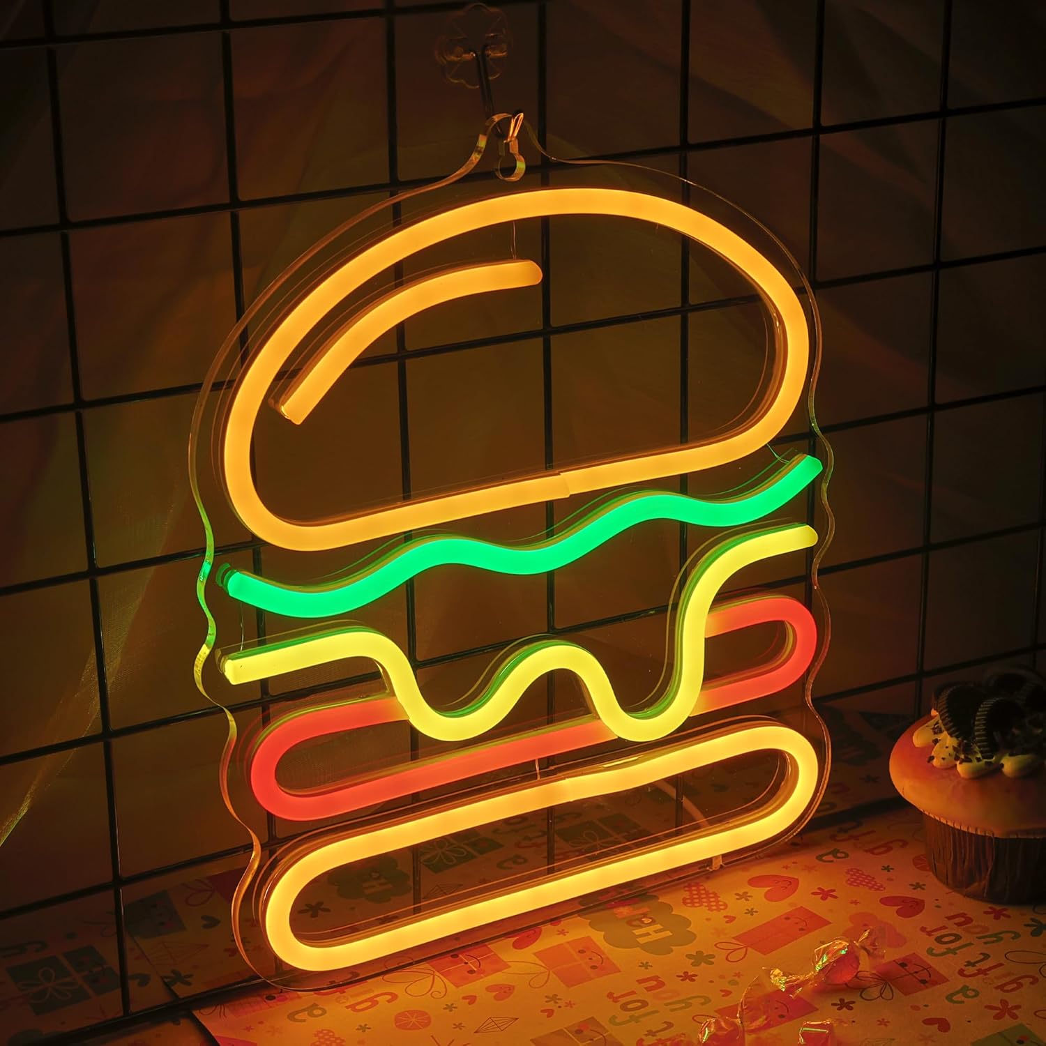 Burger Neon Sign with Layered  - Commercial Kitchen Light avis et prix
