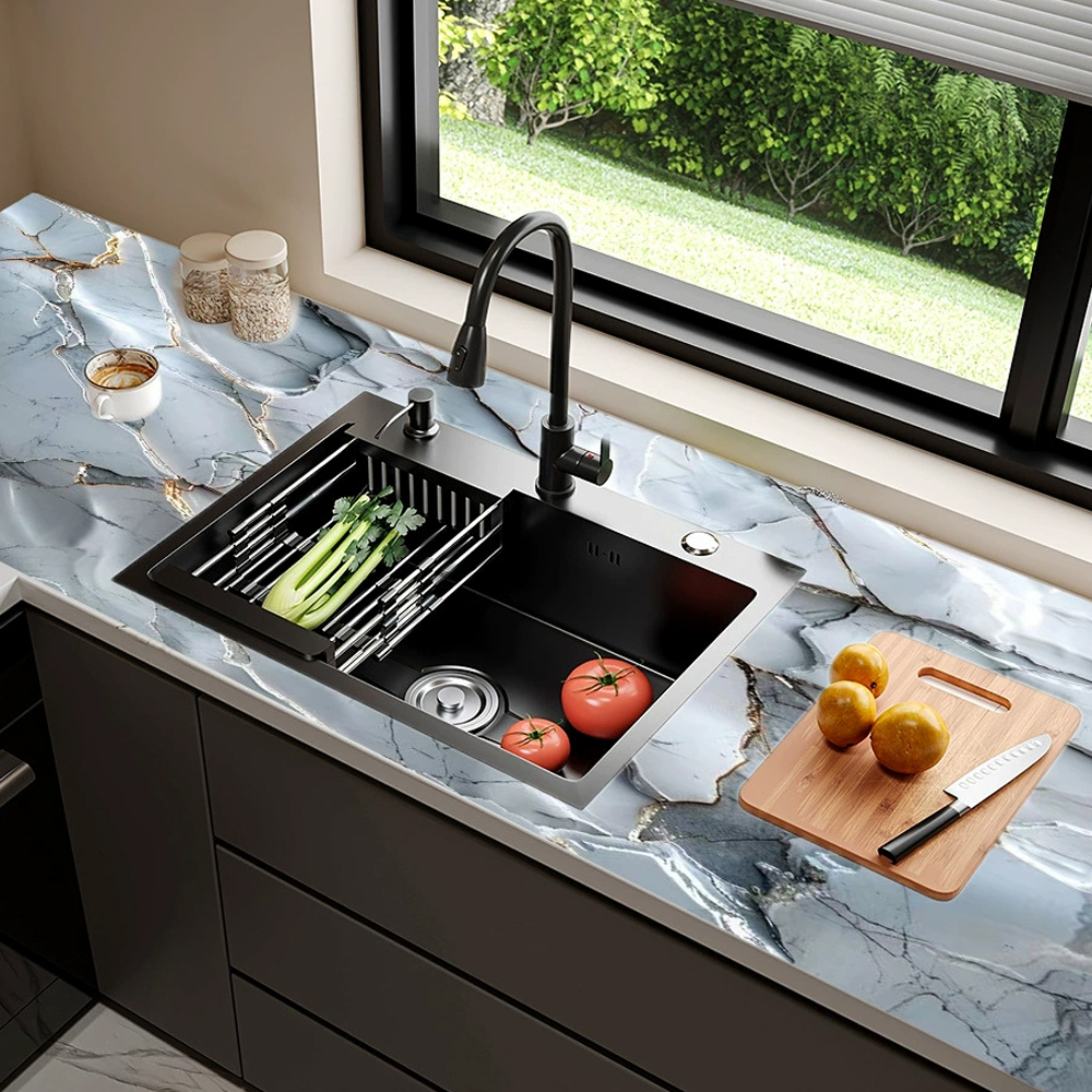 Easy-to-Apply 3D Gold Granite  - Commercial Kitchen Vinyl avis et prix