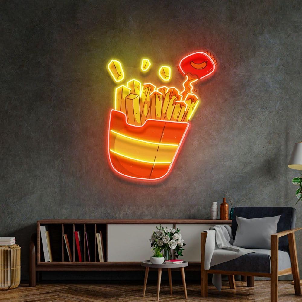 Custom French Fries Neon Sign  - Commercial Kitchen Light avis et prix
