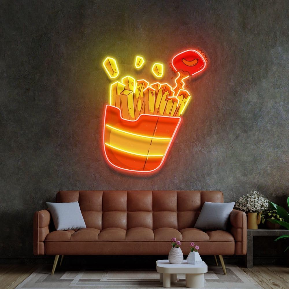 Custom French Fries Neon Sign  - Commercial Kitchen Light avis et prix