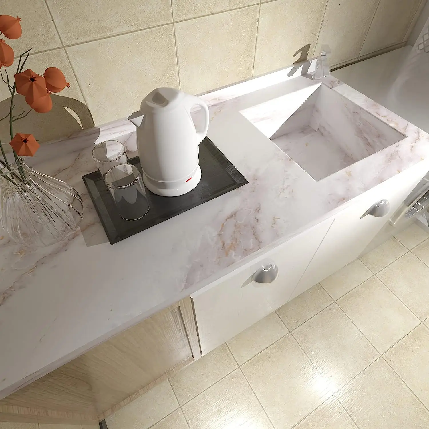 Matte Marble Self Adhesive Sti - Commercial Kitchen Prep Table avis et prix
