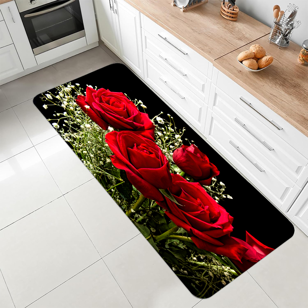 Luxury Red Rose Kitchen Runner - Commercial Kitchen Mats Anti Fatigue avis et prix