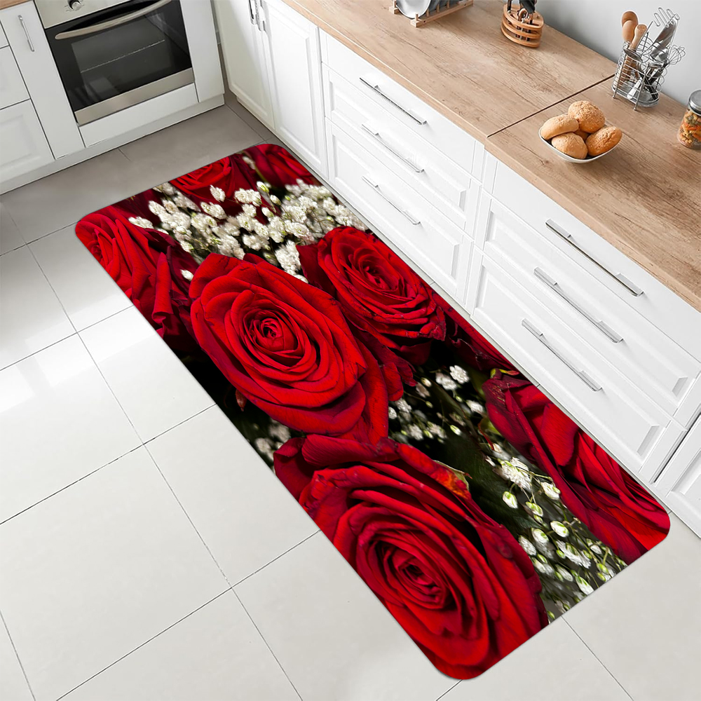 Luxury Red Rose Kitchen Runner - Commercial Kitchen Mats Anti Fatigue avis et prix