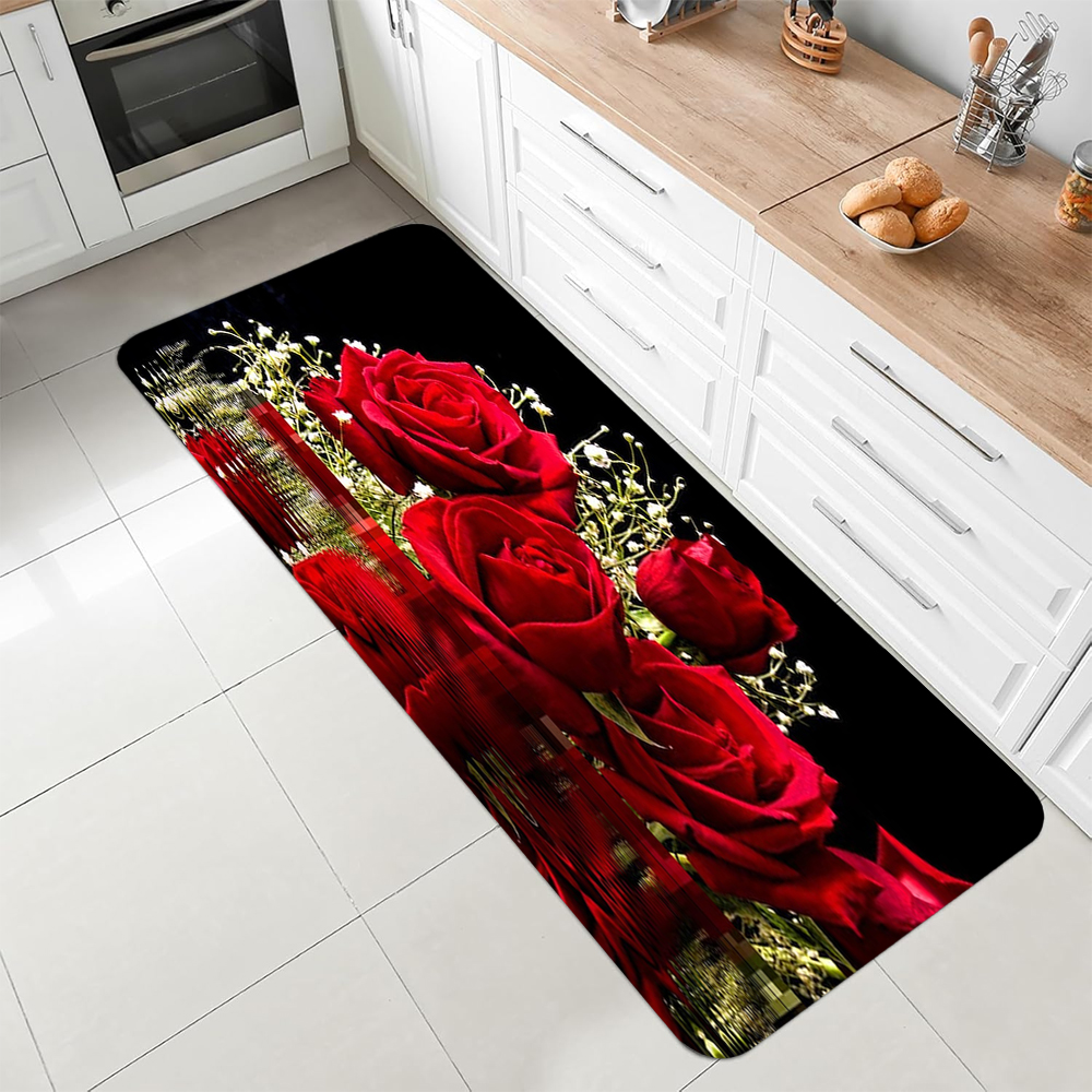 Luxury Red Rose Kitchen Runner - Commercial Kitchen Mats Anti Fatigue avis et prix