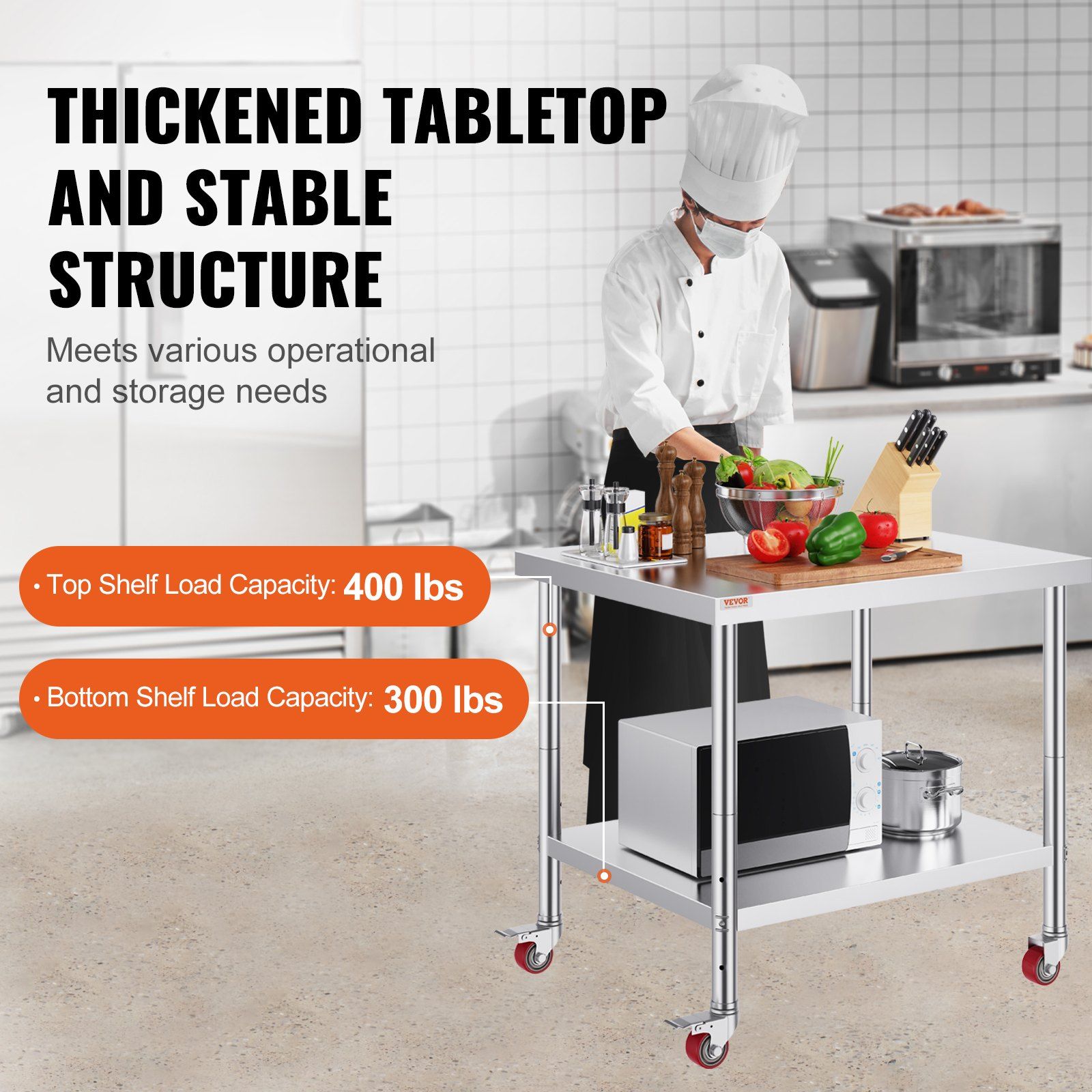 VEVOR Stainless Steel Work Tab - Commercial Kitchen Table avis et prix