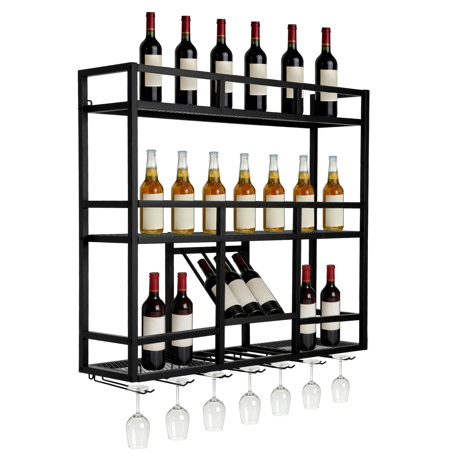3 Tiers Wall Mounted Wine Rack - Commercial Kitchen Wall Shelves avis et prix
