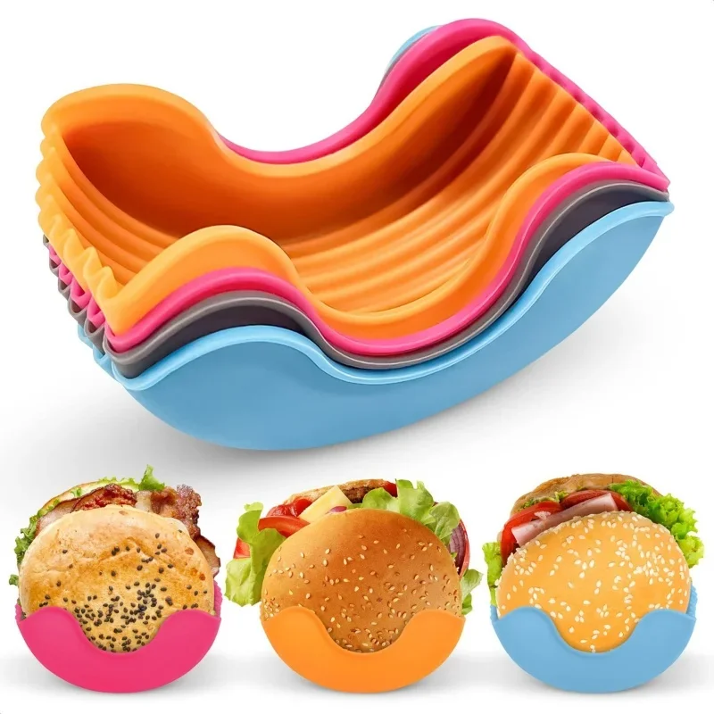 1/4pcs Silicone Burger Tray Re - Commercial Kitchen Utensil Holder avis et prix