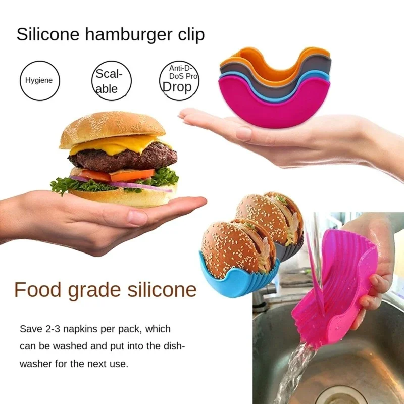 1/4pcs Silicone Burger Tray Re - Commercial Kitchen Utensil Holder avis et prix