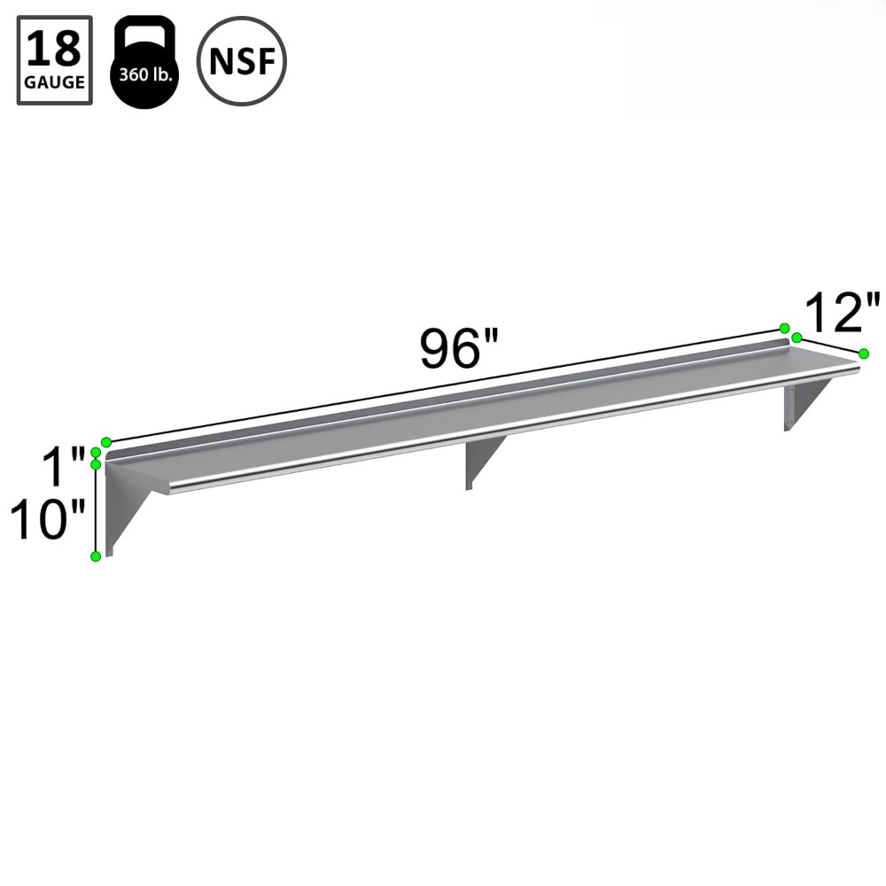 12x96in Stainless Steel Wall S - Commercial Kitchen Wall Shelves avis et prix
