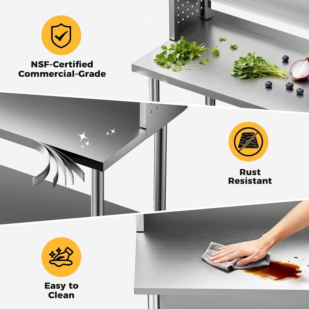 Heavy-Duty Stainless Steel Kit - Commercial Kitchen Prep Table avis et prix