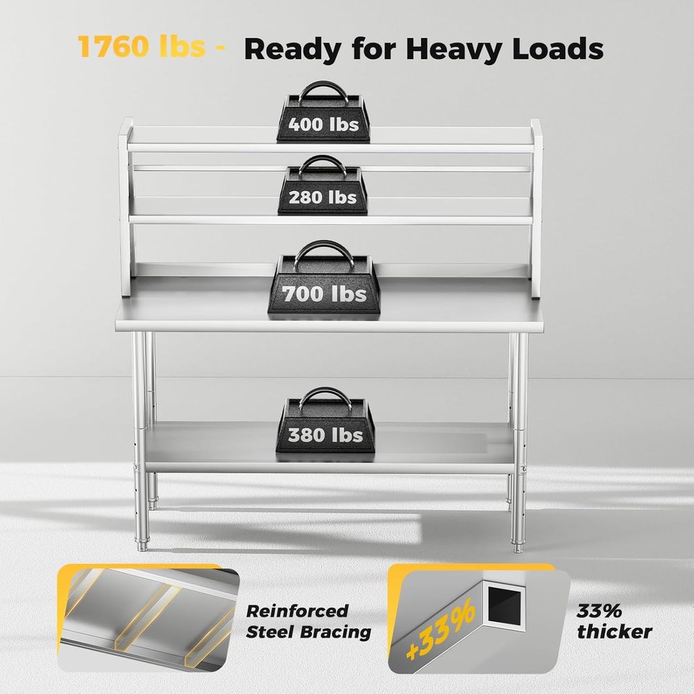 Heavy-Duty Stainless Steel Kit - Commercial Kitchen Prep Table avis et prix