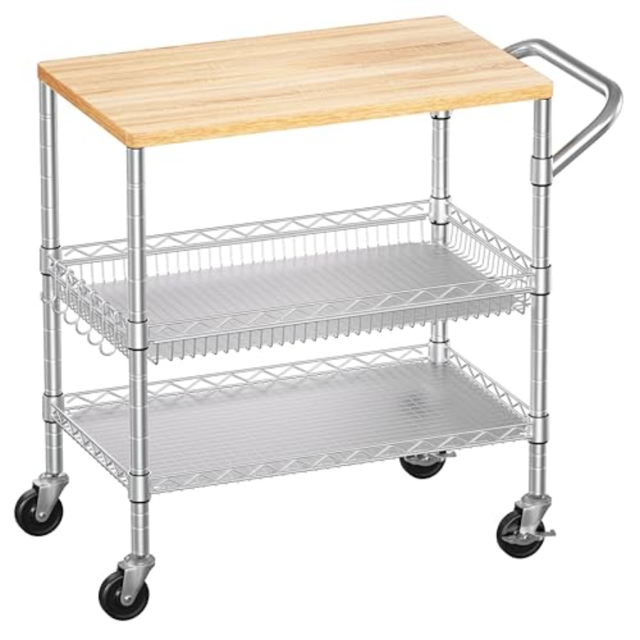3 Tier Rolling Kitchen Carts w - Commercial Kitchen Light avis et prix