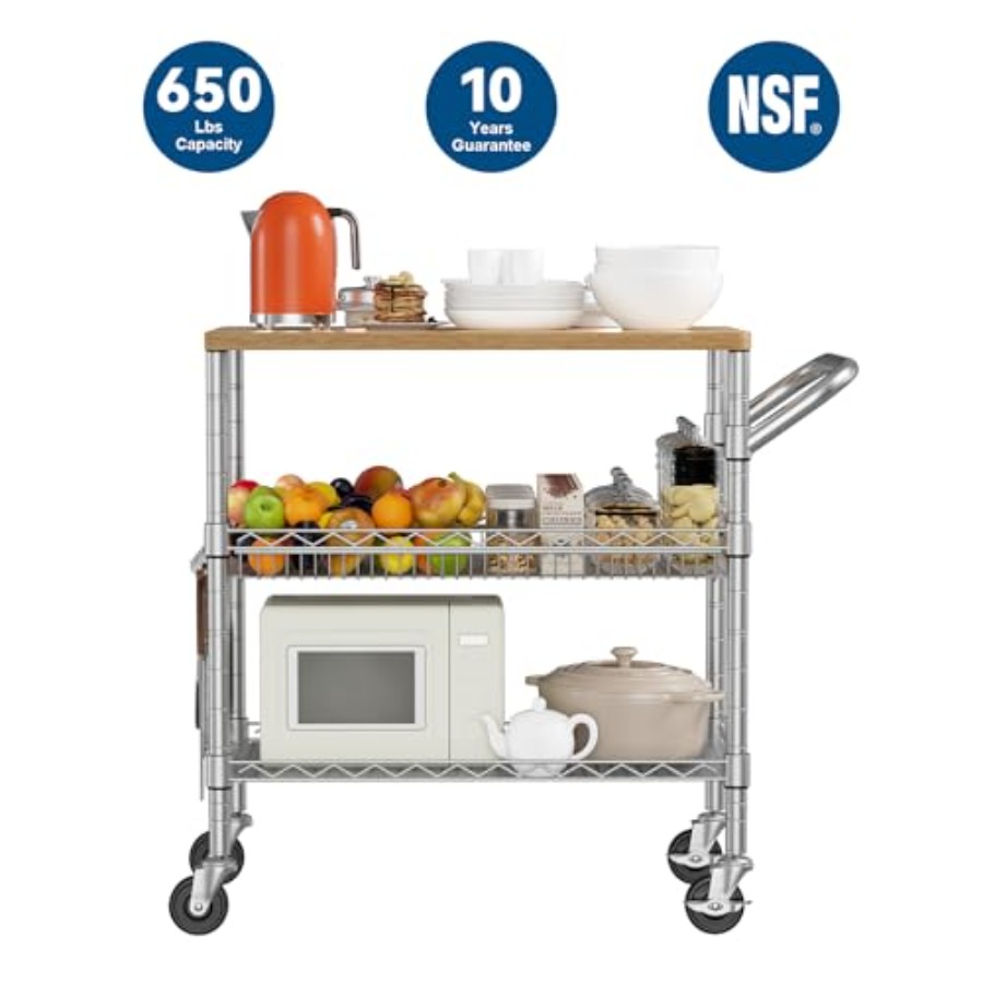 3 Tier Rolling Kitchen Carts w - Commercial Kitchen Light avis et prix