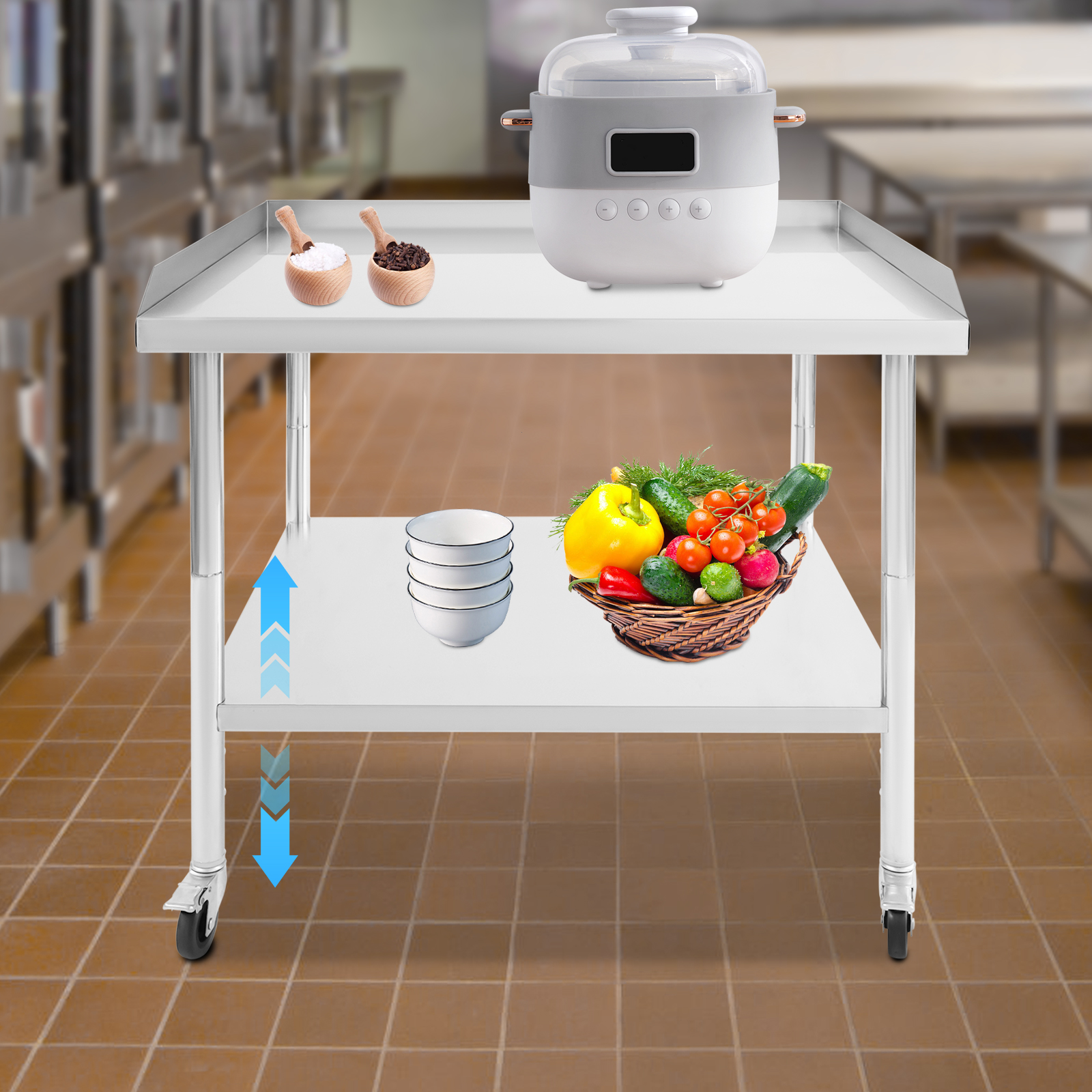 2-Tier Work Table 91*76*76cm S - Commercial Kitchen Table avis et prix