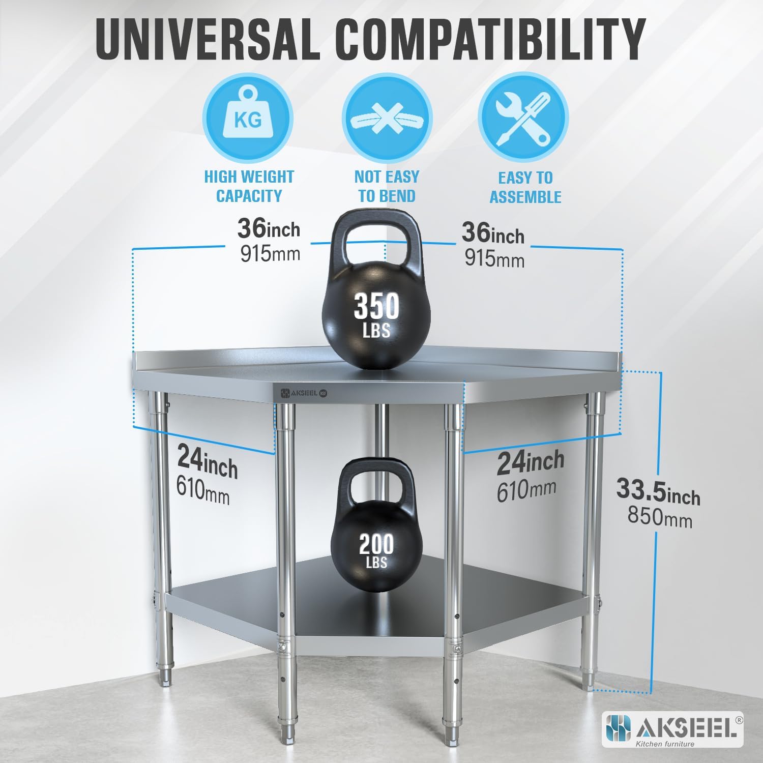 Stainless Steel Corner Work Ta - Commercial Kitchen Prep Table avis et prix