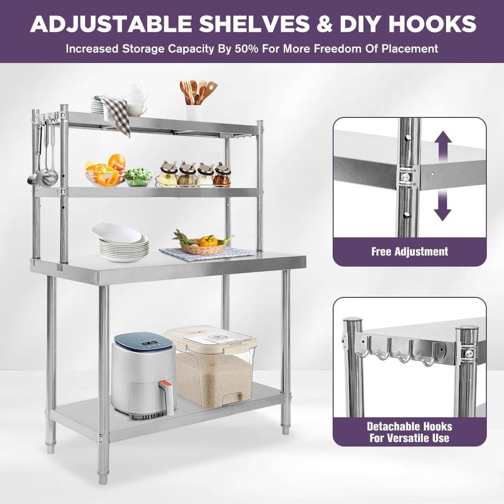 48x24 Stainless Steel Kitchen  - Commercial Kitchen Prep Table avis et prix