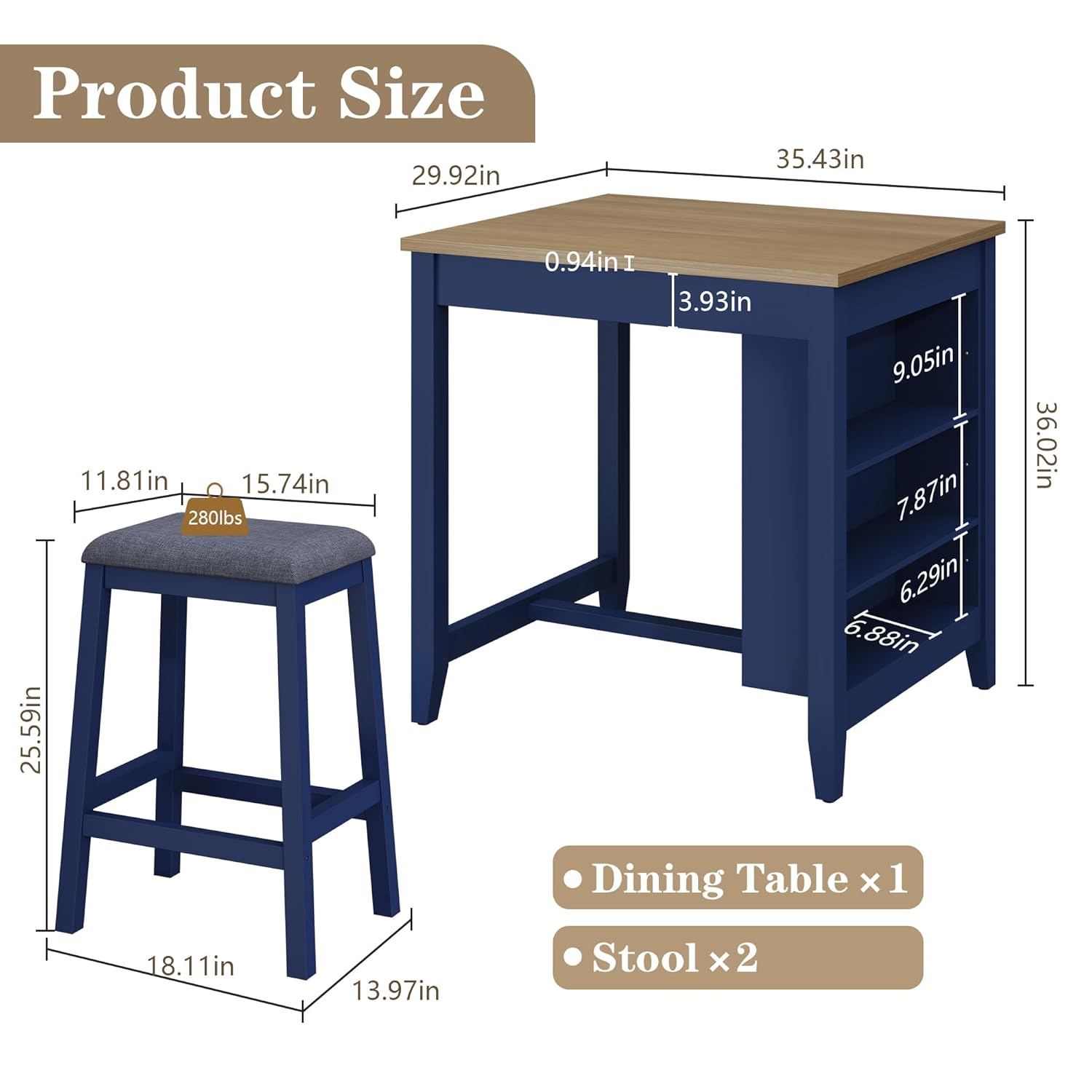 3pc Dining Table Set for 2 Woo - Commercial Kitchen Small Space avis et prix